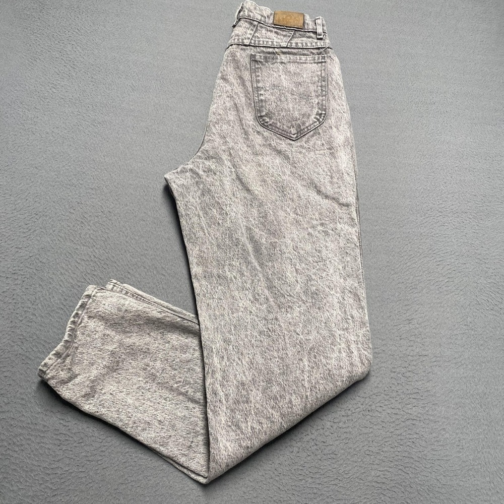 VTG Lee Jeans Womens 16‎ MED Gray High Rise Straight Acid Wash Denim 90s